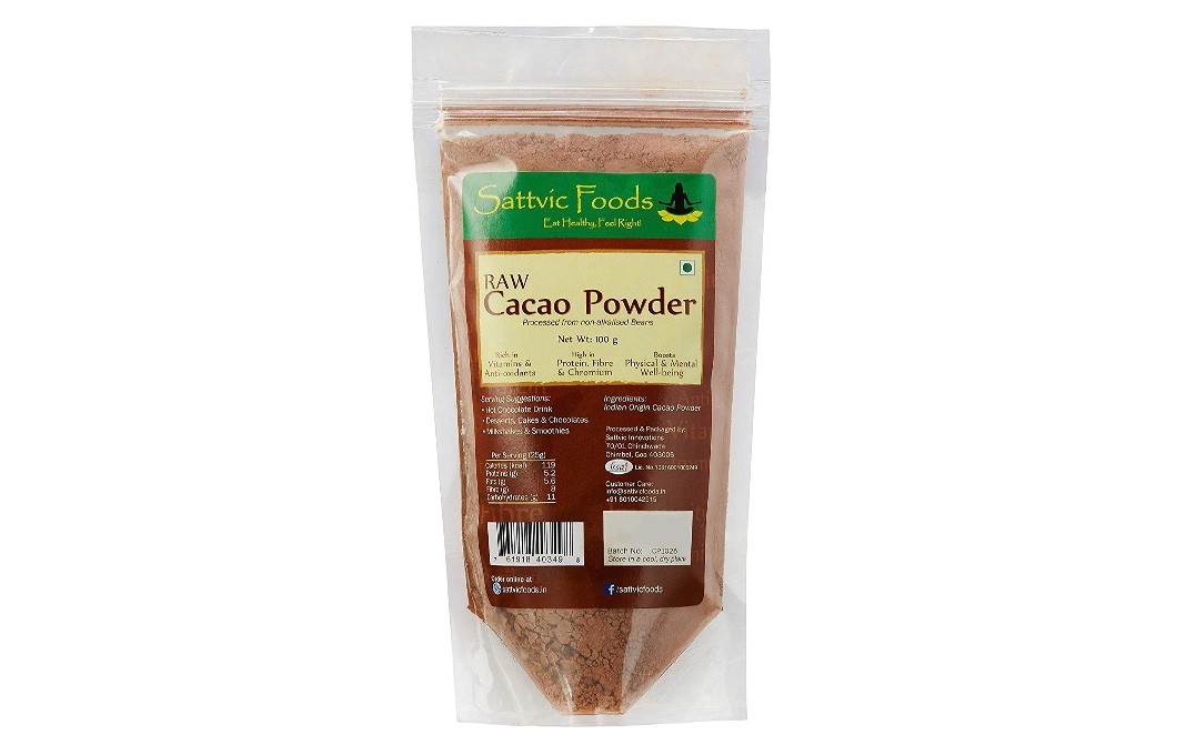 Sattvic foods Raw Cacao Powder    Pack  100 grams